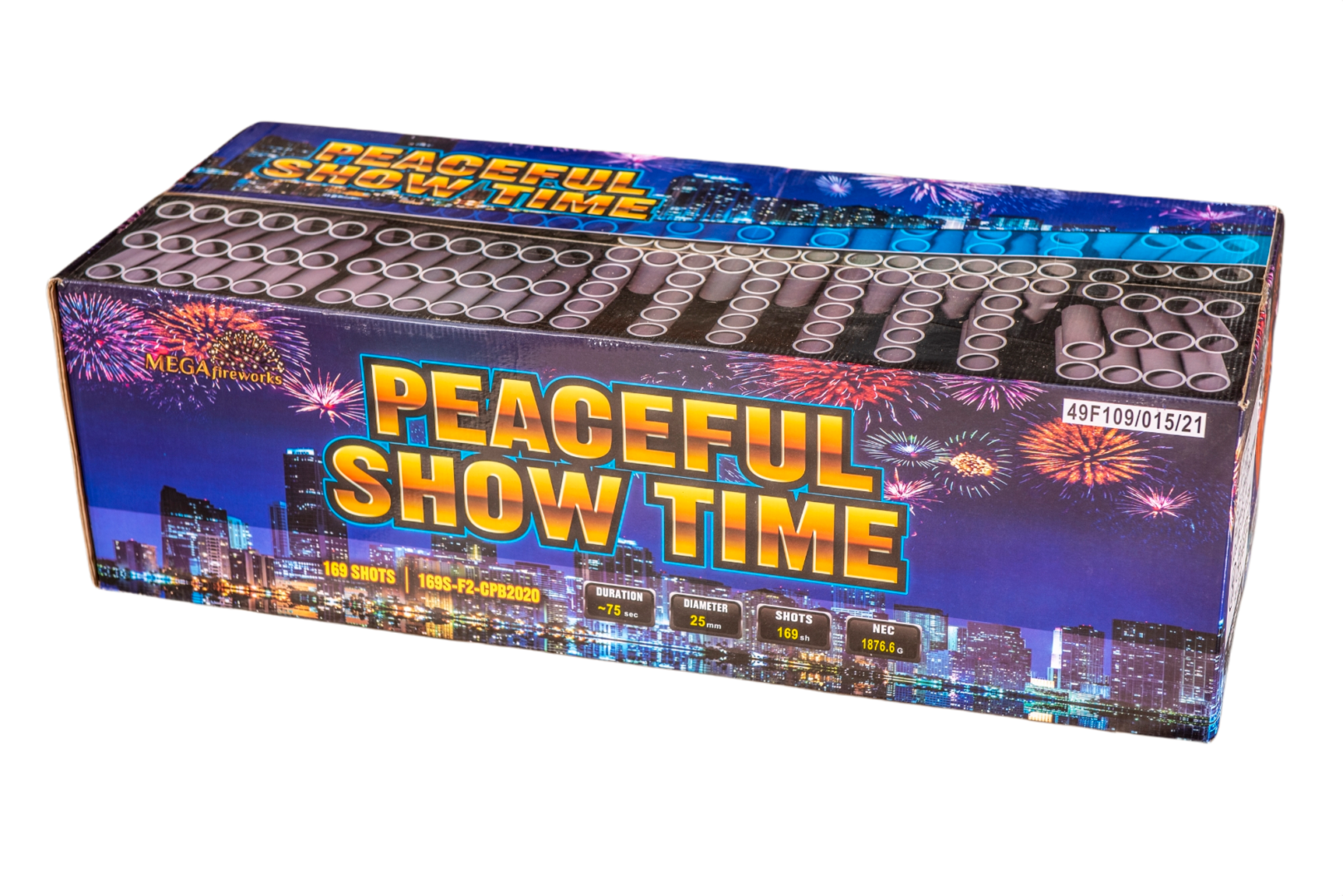Vaiksemate paukudega ilutulestiku patarei “Peaceful Show Time” (169 lasku)